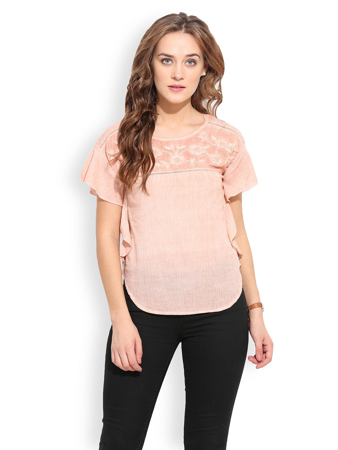 PORSORTE Women's Cotton Beige Hand Embroidery Top - www.porsorte.in